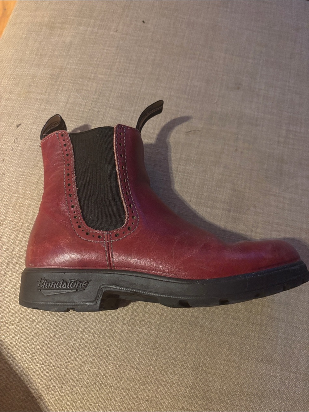 Blundstone Black-Sole Chelsea Boot with Red Upper Accent